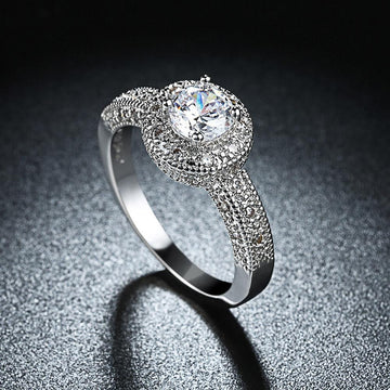 1.90 CTTW Single Crystal Multi-Pav'e Engagement Ring Set in 18K White Gold