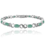 Oval Cut 6.00 CTTW Gemstone Infinity Shaped Bracelet in 18K White Gold Plating - 5 Options