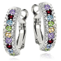 5.55 CTTW Gemstone Lining Earrings in 18K White Gold- Five Options