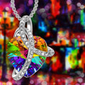 Rainbow Heart Swarovski Crystal Necklace in 18K Gold Plated
