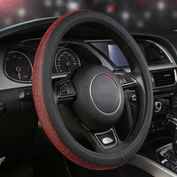 Luxury Vehicle Leather Car Auto Steering Wheel Cover With Crystals
