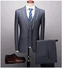 Terno De Casamento Mens 3 Piece Suit Regular Fit New Style Grey/Blue Formal Tuxedo Jacket Pant Vest Skinny Prom Suits